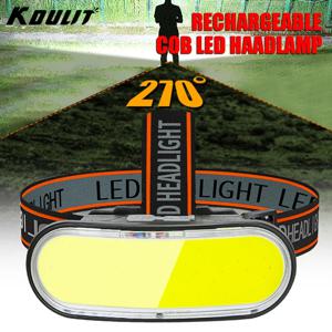 COB LED 헤드램프, USB 충전식 헤드 손전등, 배터리 내장, 5 가지 모드 조명, 야외 낚시 캠핑 헤드라이트, 1300LM