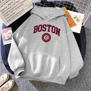 Boston City Us 여성용 따뜻한 편안한 풀오버, 캐주얼 여성 후드, 베이직 올 매치 맨투맨, 1630 년에 창립됨