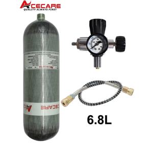 ACECARE 탄소 섬유 실린더 고압 에어탱크, 충전 스테이션 포함, HPA 다이빙 필 스테이션, M18 * 1.5, 4500Psi 300Bar, 6.8L