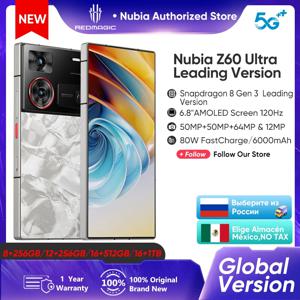 Nubia Z60 울트라 리더 버전 글로벌 버전, 120Hz 6.8 인치 AMOLED 스크린, 스냅드래곤 8 Gen 3 MyOS 14.0 적외선 리모컨 80W