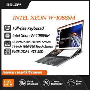 인텔 제온 W-10885M 노트북, 16.1 + 14.1 인치 듀얼 스크린, 64GB RAM, 4TB SSD, DDR4 Win11 HD 카메라 터치 스크린, 5GHz 게임용 노트북