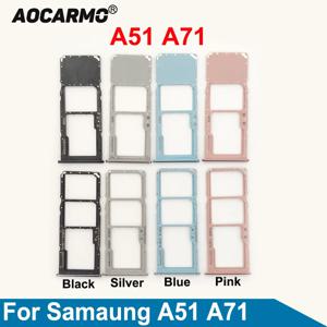 Aocarmo 삼성 갤럭시 A51 A71 A515F SM-A7150 SIM 카드, 듀얼 및 싱글 SIM 카드 트레이 슬롯 홀더 교체 부품