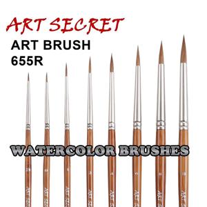 Artsecret 날카로운 팁, 고품질 아트 페인트 브러시, 순수 콜린스키 헤어 수채화 내추럴 로드, 655R 시리즈 페룰 결함 있음