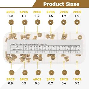 LP 프로판 천연 가스 버너 제트 노즐 M6x0.75mm 스레드 가스 스프레이 팁, 레인지 오븐 오리피스 변환 키트, 36 피스, 0.3-1.9mm