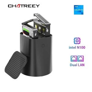 인텔 셀러론 N100 Chatreey NAS 미니 PC SSD, 윈도우 11 컴퓨터, 듀얼 2.5G LAN 방화벽 서버