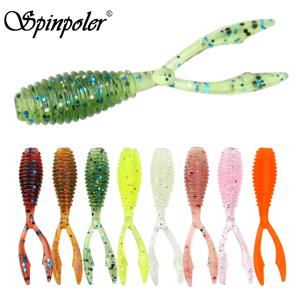 Spinpoler AJING 소프트 낚시 미끼, 트윈 테일, 인공 워블러, 바다 바위 실리콘 샤드 웜 미끼, 로트당 10 개, 0.3g, 36mm