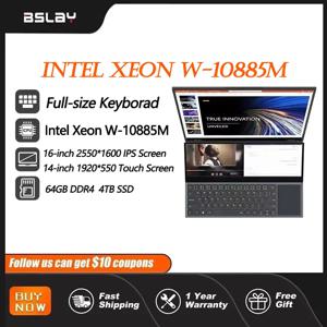 듀얼 스크린 노트북, 인텔 제온 W-10885M, 16.1 + 14.1 인치, 5.3GHz, 64GB, DDR4, 4TB SSD, 8 코어, 16 스레드 HD 카메라, 휴대용 컴퓨터