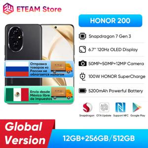 오리지널 HONOR 200 글로벌 버전 스마트폰, 스냅드래곤 7 Gen 3 5G, 6.7 인치 아몰레드 HONOR200 HONOR 100W 슈퍼차지, 2024 신제품