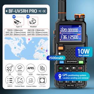 Baofeng UV-5RH 프로 워키토키 GPS 멀티 밴드 AM FM C타입 무선 복사 주파수 햄, 양방향 장거리 통신 라디오