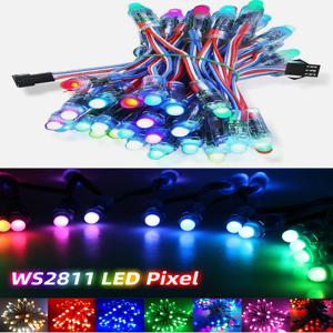 풀 컬러 LED 픽셀 라이트 모듈, DC 5V, 12V, WS2811, 12mm, 10cm 와이어, IP68 방수 RGB 컬러 디지털 LED 스트링, 50 개