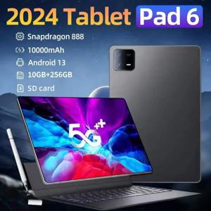 2024 HD 4K 패드 6 프로, 10000mAh, 10GB + 256GB, GPS, 5G SD, 블루투스, WiFi, Mi 탭