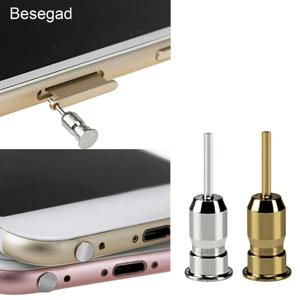 Besegad 2 in 1 다기능 SIM 카드 배출 핀 3.5mm 이어폰 잭 먼지 플러그, iPhone 5 6 Plus Samsung Galaxy S8 S7 S6 edge용