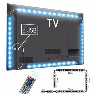 TV 백라이트 USB 5V 전원 4x50cm, 2x50cm, 2x100cm, RGB 유연한 LED 스트립 조명, 2m, 3m, 화이트, 블랙 PCB 배경 LED 테이프