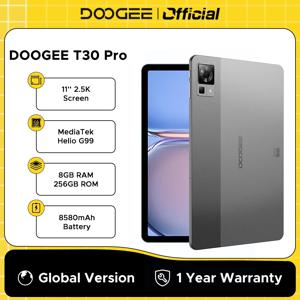 DOOGEE T30 프로 태블릿, MediaTek Helio G99, 11 인치, 2.5K TUV 인증, 8GB + 256GB, 8580mAh, 20MP 메인 카메라, 안드로이드 13, 월드 프리미어