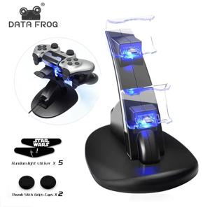 DATA FROG LED 듀얼 USB 충전 도크 충전기 컨트롤러 홀더 소니 PS4/PS4 슬림/PS4 프로 게임 패드 스탠드