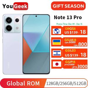 샤오미 Redmi Note 13 Pro 5G 글로벌 롬 스마트폰 스냅드래곤 7S Gen 2 2.4GHz 6.67