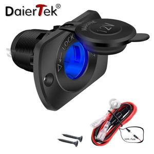 DaierTek-12 V 자동차 담배 라이터 소켓, 암 12 볼트 전원 콘센트 교체 블루 LED 방수 보트 마린용