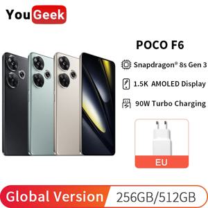 최신 POCO F6 글로벌 버전 스마트폰, Snapdragon 8s Gen 3 CrystalRes 120Hz Flow AMOLED 디스플레이, 90W 터보 충전, 50MP 카메라