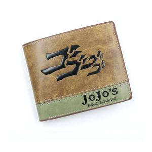 Anime JoJo Bizarre Adventure 카키 남성용 이중 PU 합성 지갑 Cool Kujo Jotaro 동전 지갑 머니 클립