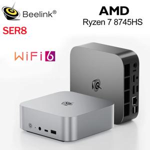 Beelink 미니 게이밍 PC, SER8, AMD Ryzen 7 8745HS, 24G, 32G, DDR5, 1T, NVME, PCIe4.0, SSD, 2.5Gbps 데스크탑 컴퓨터, AI 기능 없음