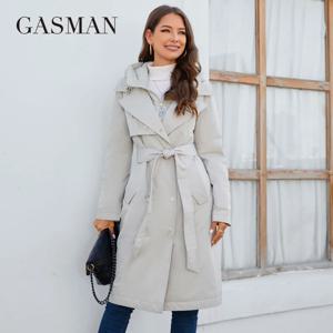 GASMAN-브랜드 패션 여성용 봄 다운 재킷, 긴 파카, 여성용 재킷, 얇은 면 2023, 8356 년 봄 상품