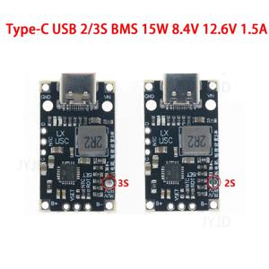 균형 잡힌 지지대 고속 충전 부스트 모듈, USB 2S 3S BMS, 15W, 8.4V, 12.6V, 1.5A 리튬 배터리, C 타입 표시기 포함