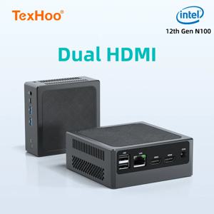 TexHoo 데스크탑 게이밍 컴퓨터 미니 PC, 인텔 N100, 윈도우 11 프로, 최대 16GB DDR4 2T NVME SSD, USB3.2 듀얼 HDMI 지원