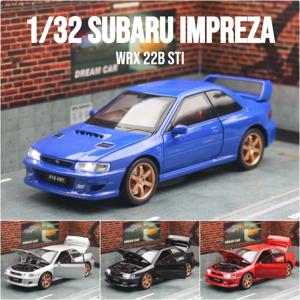 1/32 스바루 임프레자 WRX 22B STI JDM 장난감 자동차 모델, 다이캐스트 금속 차량 미니어처 사운드 및 라이트 풀백 컬렉션, 어린이 선물