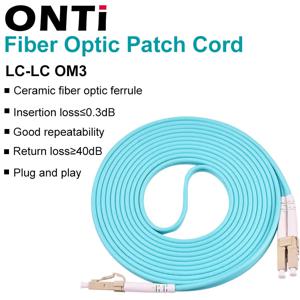 ONTi LC-LC UPC 멀티모드 듀플렉스 광섬유 패치 코드, LC-LC 광섬유 패치 케이블, 10G OM3, 2.0mm