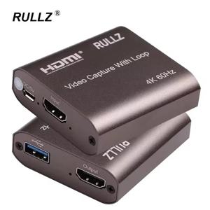 Rullz HDMI 비디오 캡처 카드, TV 루프, 1080P 게임 녹화 플레이트, 라이브 스트리밍 박스, PS4 카메라용 USB 2.0 비디오 그래버, 4K, 60Hz