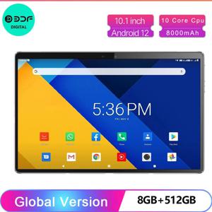 5G 프로 10.1 인치 태블릿 PC, 8GB RAM, 512GB ROM, 2000x1200 태블릿, 10 코어 구글 플레이, 4G LTE 전화 통화, 안드로이드 12 와이파이, 8000mAh, 신제품