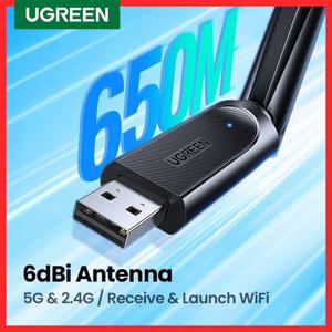 UGREEN-WiFi 어댑터 AC650/AC1300 5G 및 2.4G 안테나 WiFi USB PC 컴퓨터 Windows USB 이더넷 어댑터, 네트워크 카드 WiFi 동글