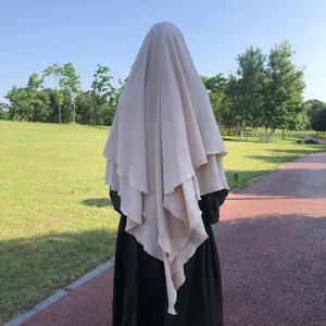 Khimar 두 레이어 재즈 크레페 더블 레이어 고품질 이슬람 겸손한 패션기도 긴 Hijab 도매 이슬람 의류