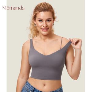 Momanda Cozzifree™수유 탱크 탑 브이넥 스포츠 탱크, 브래지어 내장, 모유 수유 민소매 크롭 탑, 요가 XXS-XXL