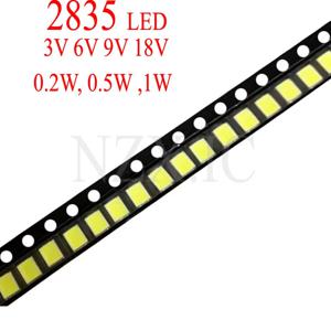 고휘도 SMD LED 2835, 백색, 1W, 0.5W, 0.2W, 3V, 6V, 9V, 18V, 36V, 150MA, 100MA, 30MA, 60MA, 80MA, 6000-6500K, 100 개