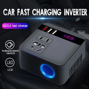 자동차 인버터 DC12V/24V ~ DC110V/220V 150W 피크 LED 디스플레이 소켓 전원 인버터 어댑터 고속 충전 자동차 인버터