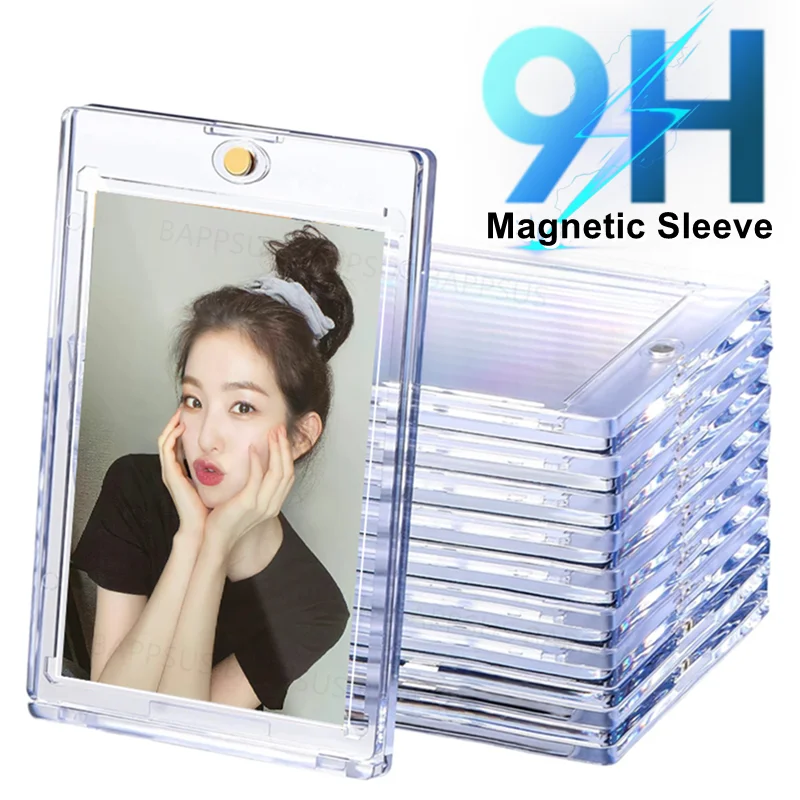 HD 마그네틱 카드 홀더 35Pt 트레이딩 야구 카드 보호 케이스 한국어 Kpop 아이돌 사진 카드 용 클리어 마그넷 탑 로더