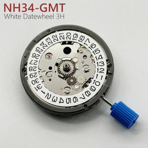 GMT NH34 무브먼트 기계식 시계 무브먼트, 자동 24 쥬얼리 모드, NH34A 24H GMT 핸드 날짜, 3:00 표준 GMT, 일본 정품