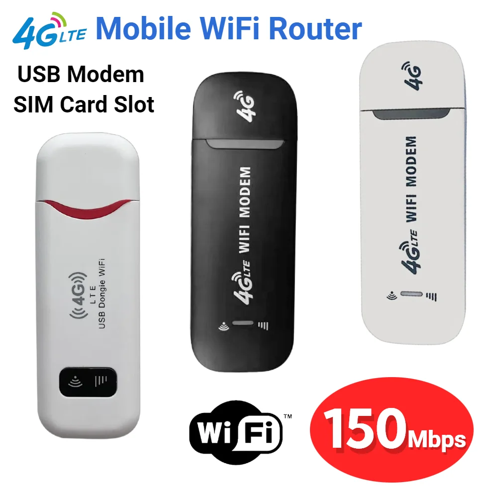 홈 오피스용 포켓 와이파이 핫스팟 라우터, 4G LTE USB 모뎀 동글, 150Mbps 무선 와이파이 모바일 라우터, SIM 카드 네트워크 카드