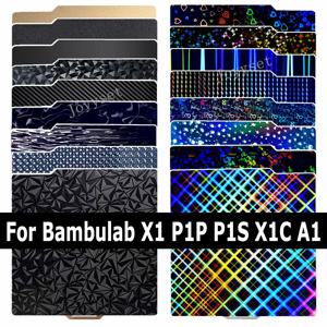 Bambu lab X1 탄소 빌드 플레이트 A1 PEI 시트 질감 양면 PEO PET 베드, 대나무 Bamblab P1S P1P X1C 빌드 플레이트