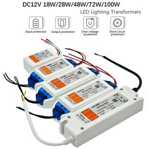 LED 스트립 천장 조명용 조명 변압기 스위치, 전원 공급 장치, LED 드라이버, 18W, 28W, 48W, 72W, 100W 어댑터, DC12V, 1 개