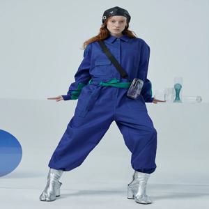 2020 원래 디자인 봄 Rompers 여성 캐주얼 느슨한 벨트 블루 오버 올 여성용 긴 소매 Jumpsuit