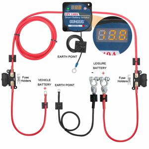 고급 전압 감지 분할 충전 릴레이 키트, 퓨즈 박스 포함, VSR 캠퍼 밴용, 12V 140A, 3 m, 5 m, 7 m, 10m