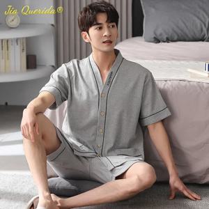 SUKAE 남성용 잠옷, 가정 의류, 여름 반바지, 투피스 코튼, 빅 사이즈, 3xl, 4xl, 파자마, V 넥, 일본 기모노 PJS 잠옷