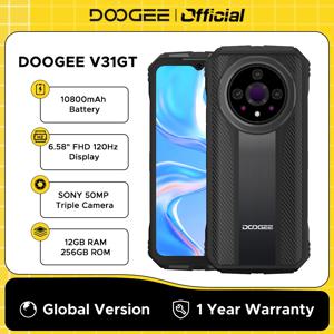 DOOGEE V31GT 견고한 휴대폰 글로벌 버전, 6.58 인치 FHD 120Hz 디스플레이, 5G 열화상 치수 1080, 12GB RAM + 256GB ROM, 10800mAh