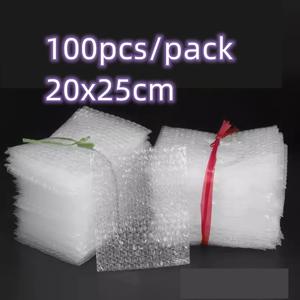 100pcs 20x25cm 버블 메일러 플라스틱 랩 봉투 흰색 포장 가방 명확한 충격 방지 배송 포장 가방 필름 도매