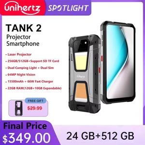 Unihertz 8849 탱크 2 프로젝터 구동 스마트폰, 캠핑 라이트 핸드폰, 108mp, G99, 64MP, 나이트 비전, 22GB, 256GB