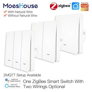 Shawader ZigBee 스마트 라이트 스위치, 푸시 단추 벽 차단기, 지능형 Tuya SmartLife 앱 원격, Alexa Google Home