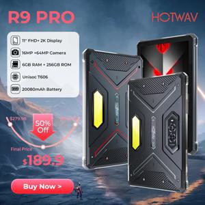 2024 오리지널 HOTWAV R9 Pro 견고한 태블릿, 안드로이드 14, 11 인치, FHD, 20080Mah 태블릿, 16MP, 64MP 카메라, 6GB, 256GB, 캠핑 라이트, 아이패드