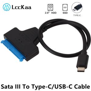 LccKaa-Sata 3 To c타입 케이블 USB 3.1 USB c-sata 어댑터, 최대 6 gbp 지원, 2.5 인치 SSD HDD 하드 드라이브 22 핀 SATA 케이블